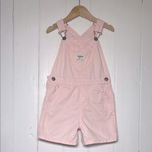 OSHKOSH 100% Cotton Classic Pink Heart Pocket Shortalls Short Overalls